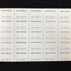 Our Price/ 9 carat gold self-adhesive stickers, labels for jewellery displays