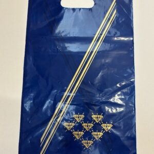 Quality Carrier bags in Navy blue with gold diamond pattern ( 220 x 370mm)