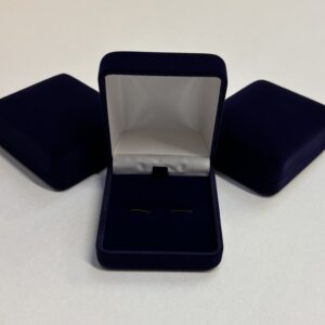 Elegant Flocked cufflink box in Navy / White  60x65x25mm.