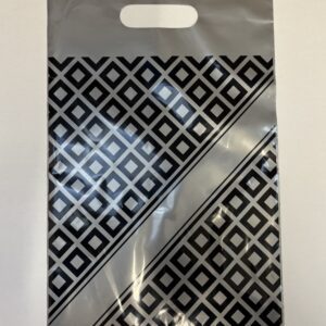Quality Carrier bags, Silver grey and black checkered pattern