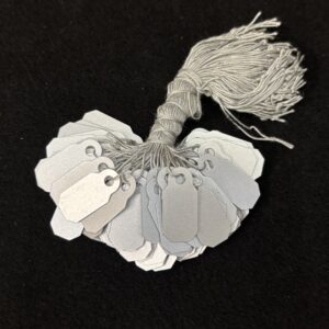 Arch Crown Plastic String tags  9mm x 22mm (Bags of 100)